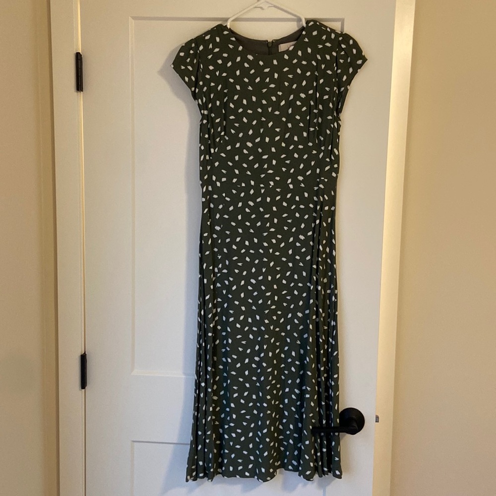 The Loft green and white midi dress